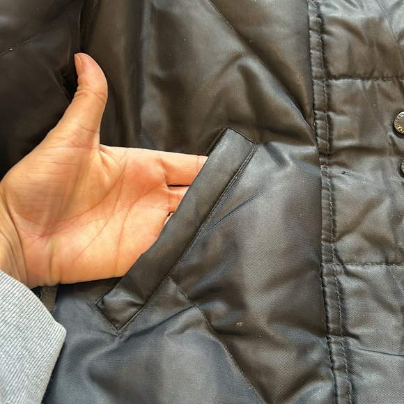 Roca Wear Womens Black Down Puffer Trench Coat down-fill Lined fur Hood Size XS - Picture 3 of 10